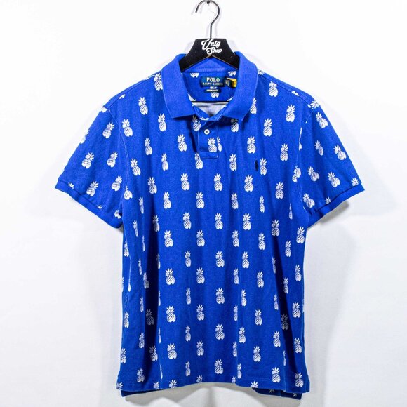 Polo Ralph Lauren Pony Pineapple Polo Shirt XL Custom Slim Fit Y2K Preppy - Picture 1 of 7